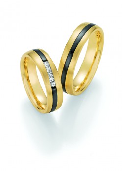 Ruesch Collection - Set ringen  op bestelling in 14kt goud met zwart zirkonium - 14/10180-055 + 14/10170-055
