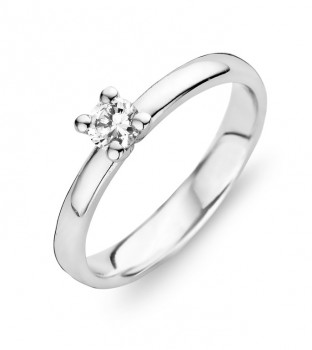 Verlovingsring - solitair - ring 18kt wit goud met briljant - GR3628WB10 - R33 - maat 53,50