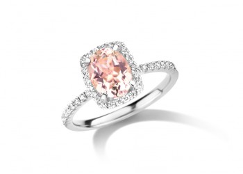 Ring 18kt wit goud met briljant en morganite - GR4344WMPB - maat 54