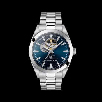 Tissot - Gentleman - Herenhorloge automatisch - powermatic 80 - open heart - blauwe wijzerplaat - T127.407.11.041.01