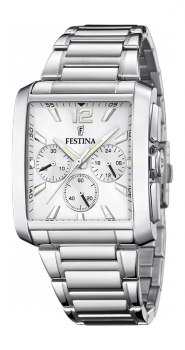 Festina - Herenhorloge staal vierkant chrono - Zilverkleurige wijzerplaat - F20635/1