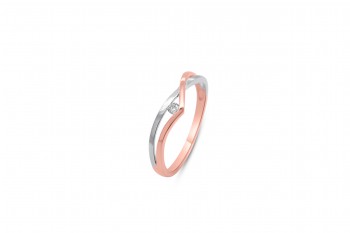 Ring 18kt goud bi-color rood met briljant - 50-00631-1277 - op maat 56