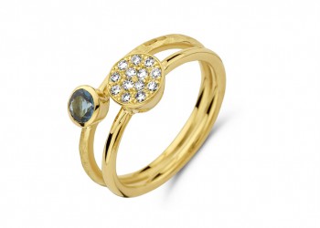 Ring in 18kt geel goud met briljant en peridoot  - SR3672GPEB