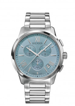Balmain -Heren horloge chronograaf met lichtblauwe wijzerplaat - B7481.33.96