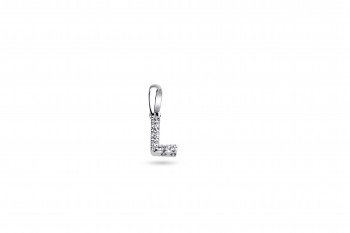 Giorgio Visconti - hanger drukletter L - 18kt wit goud met briljant - CB38126L - H 6mm