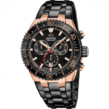Jaguar - Herenhorloge in zwart staal met ceramische lunette - J1023/1