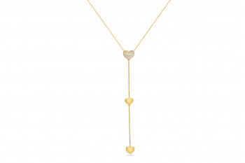 Ketting met hartjes 18kt geel goud met briljant - 42/45cm - XN6900