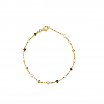 Armband in 18kt geel goud met parels en edelsteentjes - B06A0661