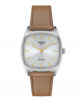 Tissot - Dameshorloge in staal met lederen band - Stylist - T159.909.16.031.00