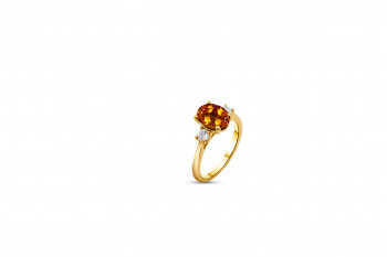 Ring 18kt geel goud met citrien en briljant - RX 4903 - maat  54