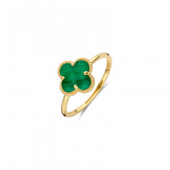 Blush - Ring in 14kt geel goud met malachiet en bergkristal - 1269YMA/52