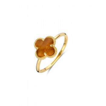 Blush - Ring in 14kt geel goud met tijgeroog en bergkristal - 1269YTQ/56