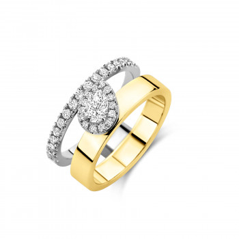 Ring in 18kt wit en geel goud met briljant - FD50003661