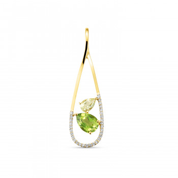 Hangers in 18kt geel goud met peridot, briljant en een parel - 31-31515 Hangers in 18kt geel goud met peridot, briljant en een parel - 31-31515