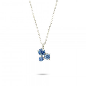 Halsketting in 18kt wit goud met blauwe saffier P2996MW060