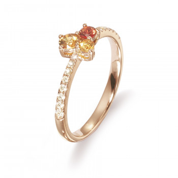Ring in 18kt rood goud met briljant en gekleurde saffier - R2996MP800