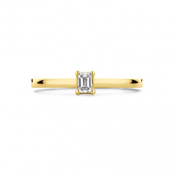 Solitair in 18kt geel goud met een baguette - 7000202