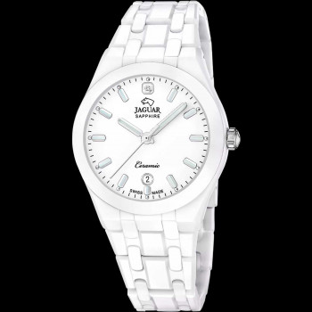 Jaguar - Dameshorloge in witte ceramic - J1050/1