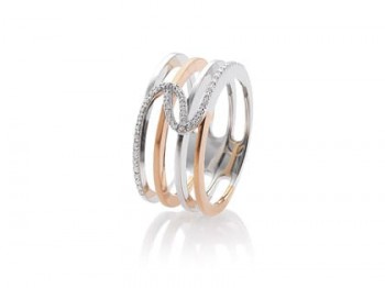 Damesring 18kt goud bi-color met briljant - 370325