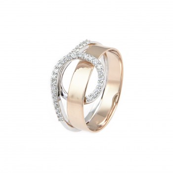Ring 18kt wit en rood goud gezet met briljant Ring 18kt wit en rood goud gezet met briljant
