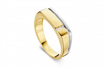 Herenring 18kt wit en geel goud 390366 Herenring 18kt wit en geel goud 390366