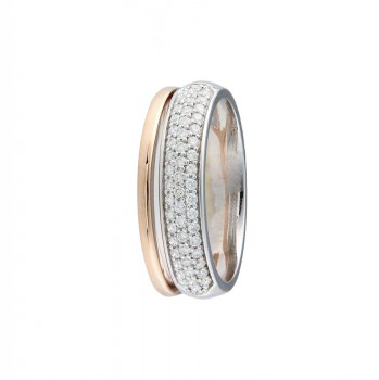 Ring in 18kt wit en rood goud bezet met briljant Ring in 18kt wit en rood goud bezet met briljant