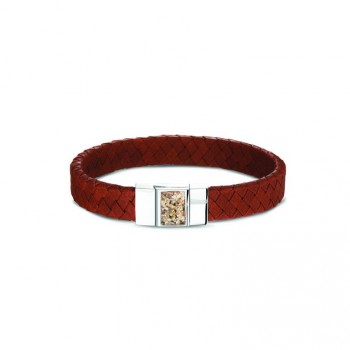 See you -  Gedenkarmband in zilver met leder - BG008 - 10mm