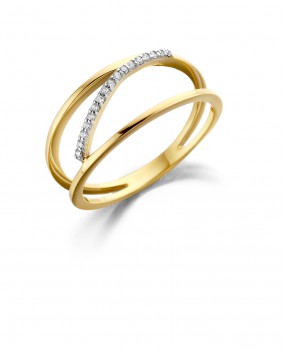 Nobless - Ring 18kt goud bi-color met briljant -11-1501-6 - 400507