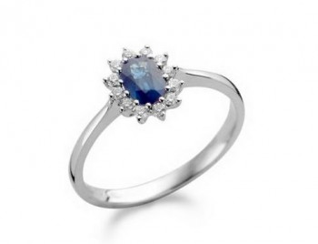 Solitair Damesring 18kt wit goud met blauwe saffier 370375 Solitair Damesring 18kt wit goud met blauwe saffier 370375