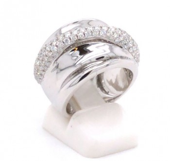 Damesring 18kt wit goud bezet met briljant 310209