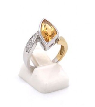 Ring 18kt wit en geel goud met briljant en citrine - 360533