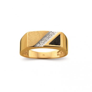 Herenring in 18kt geel goud met onyx - 400879