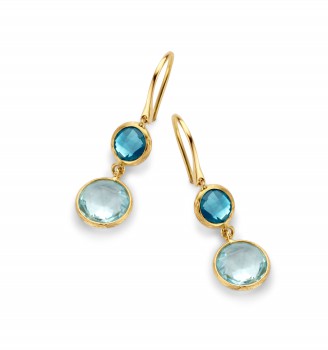 Oorhangers in 18kt geel goud met half edelstenen Oorhangers in 18kt geel goud met half edelstenen