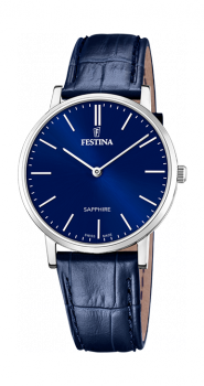 Festina Swiss - Herenhorloge met blauw lederen band -  F20012/3