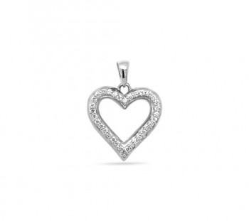 Hanger hartje 18kt wit goud met briljant - 45-00015-1275