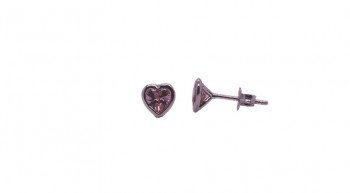Oorstekers zilver met roze zirkonium hartvorm - 30-10816-613-99