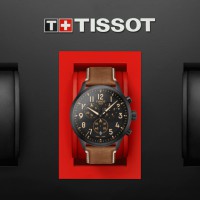Tissot - herenhorloge chrono XL - zwarte kast - bruin lederen band - T116.617.36.052.03