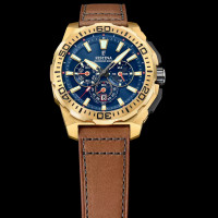 Festina - Chrono Bike - F20728/1 - Goudkleurig - Bruin lederen band