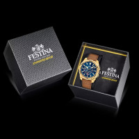 Festina - Chrono Bike - F20728/1 - Goudkleurig - Bruin lederen band