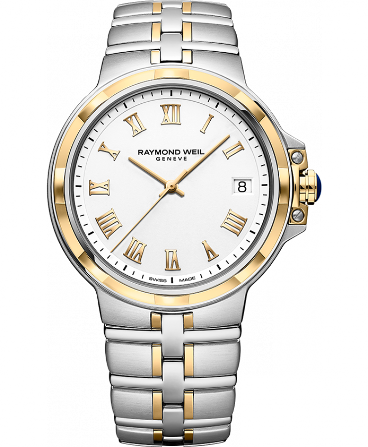 Uurwerken Heren Raymond Weil Analoge uurwerken Staal Staal met gele PVD  Vlindersluiting Rond 5 ATM Saffier glas Raymond Weil - Horloge Parsifal  5580-STP-00308