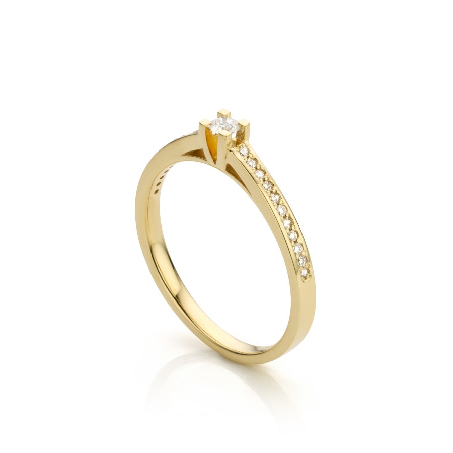 Afwijzen Noord Amerika Onmiddellijk Ringen Dames Gouden Juwelen Verlovingsring Solitair 18kt Geelgoud Rond  (Briljant) Diamant Verlovingsring - ring solitair 18kt geel goud met  briljant - RWL1225Y10