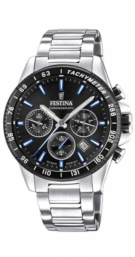 Uurwerken Heren Festina Chronograaf uurwerken Staal Klapsluiting Rond 10  ATM Mineraal glas Festina heren horloge chrono - F20560/5